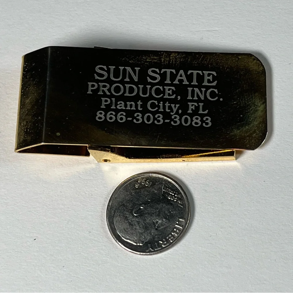 Vtg Sun State Gold Tone Fruits money clip